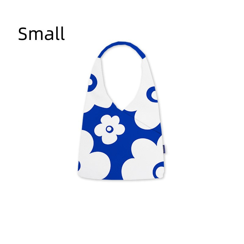 Color: Klein Blue Flower Small Size - Klein Blue Portable Bucket Bag Large Capacity Canvas Bag