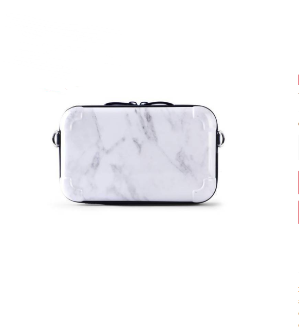 Color: Marble white - 2021 new hand holding mini suitcase small bag female small slung personality travel suitcase shoulder small square bag tide
