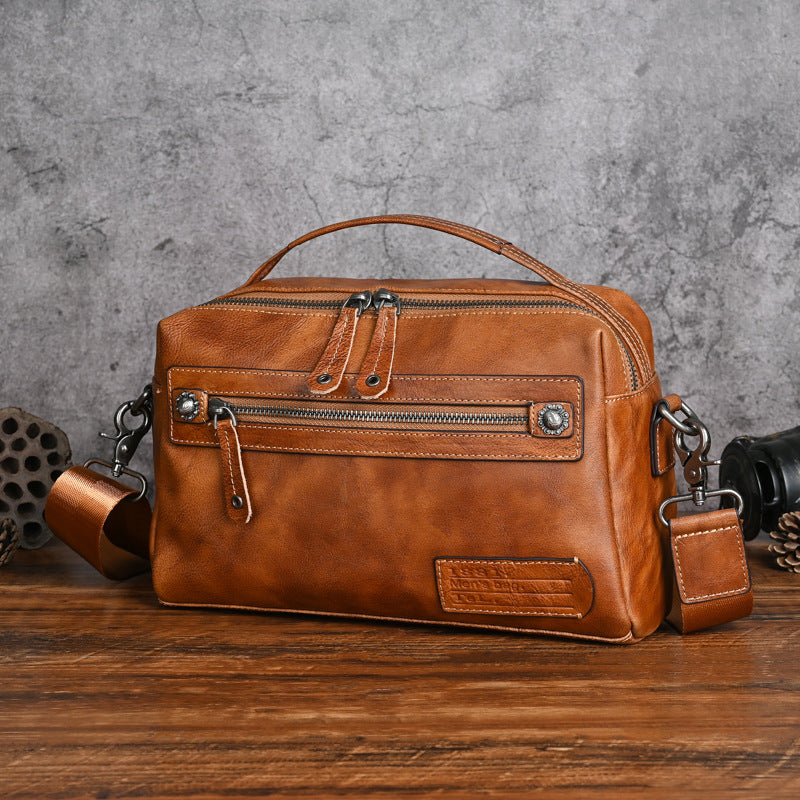 Color: Brown - Men's Real-leather Bag Trendy New Men