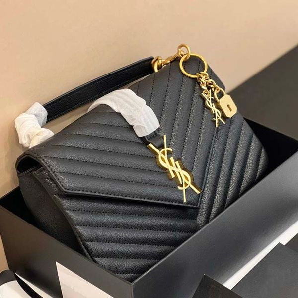 Color: #24 - Designer Bag Shoulder Bag Fashion Handbag Classic Black Envelope Bag Chain Crossbody Women Purse Large Capacity Messenger Bag Classic Gold Letter Decoration Bag