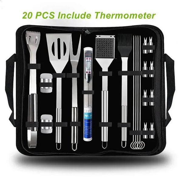 Color: Black - BBQ Barbecue AccessoriesThermometer Barbeque Grilling Accessories Outdoor Gril Tools Bbq Utensil Set 240819