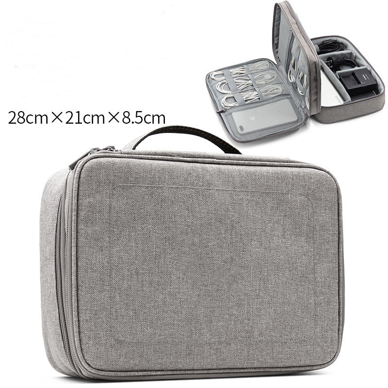 Color: Grey large, style: A - Data line receiving package multi-function digital receiving bag headset hard drive usb drive power protection sleeve.