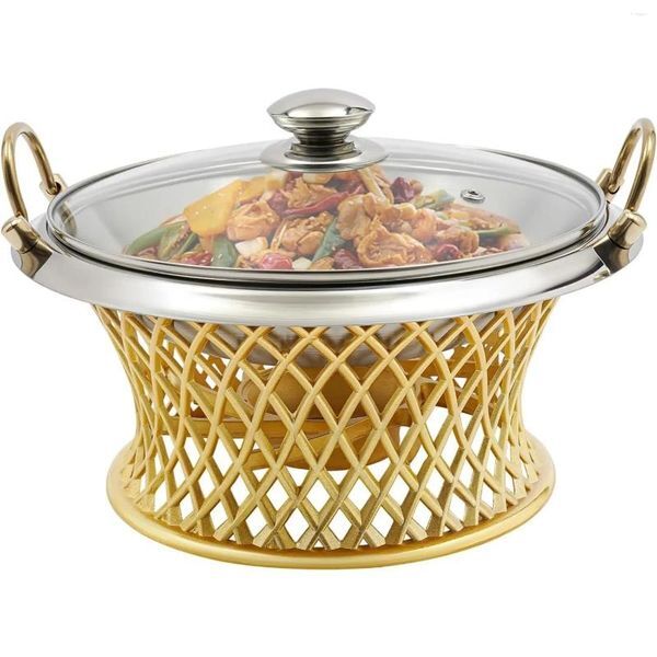 Color: A1 - Plates BYMAOCAR Buffet Chafing Dish Round With Lid BBQ Tool For Wedding Event Party Holiday