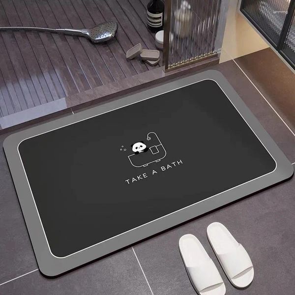 Size: 40X60CM(1.3X2FT - Carpets VIKAMA Diatomite Floor Mats Cartoon Cute Funny Panda Bathroom Non-Slip Mat Water-Absorbent Wear-Resistant Foot