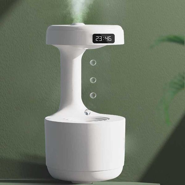 Anti Gravity Humidifier with LED Clock DisplayFloating Water Droplet Humidifier - for Home DecoM251113