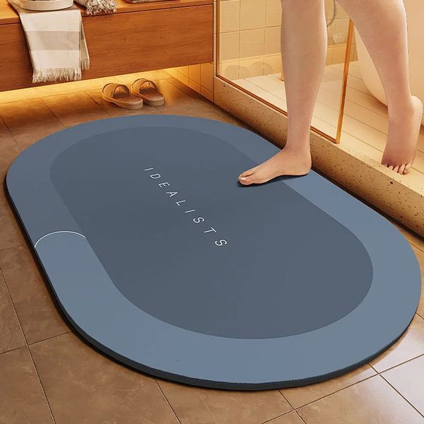 Color: Black (square) - Water Uptake Non-slip Bathroom Mat Toilet Anti-skid Bathtub Foot Mat Kitchen Living Room Floor Mat Home Decor Bathroom Carpet 251114