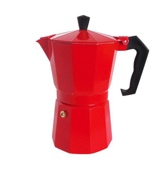Color: Red, Capacity size: 150ml - Pin Classic Aluminum Mocha Coffee Pot Italian Handmade 3 6 Cup Color Moka Pot