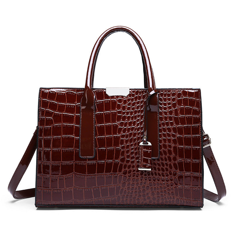 Color: Brown, style: Single - European And American Fashion  Pattern One-Shoulder Messenger Handbag