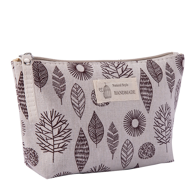 Color: Leaves - Dot fabric cosmetic bag