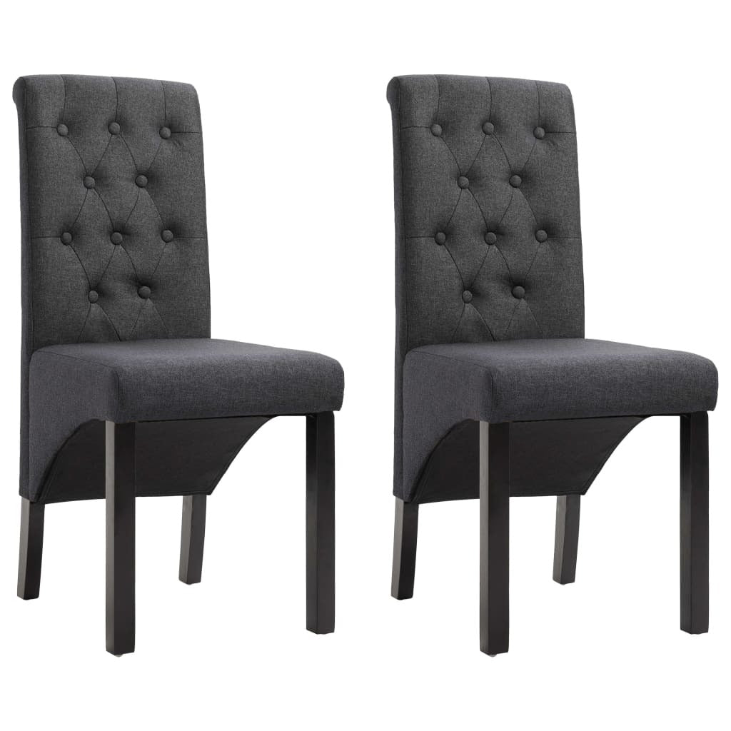 Dining Chairs 2 pcs Dark Gray Fabric