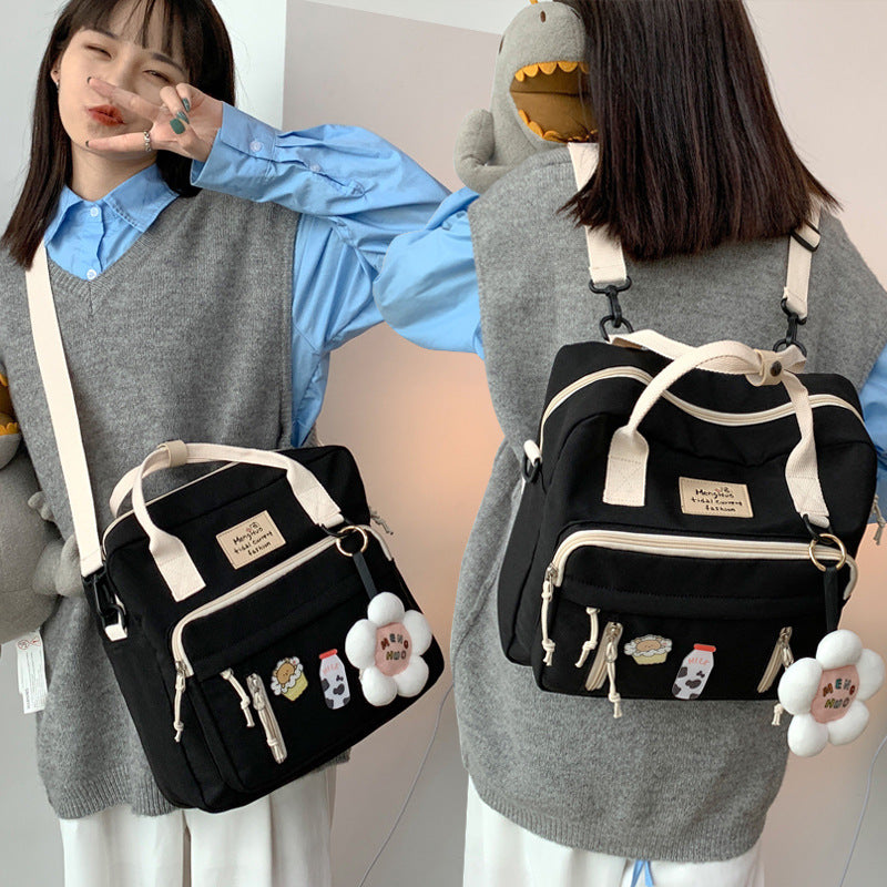 Color: Black, With or without pendant: Has pendant - Large Capacity Messenger Portable Backpack