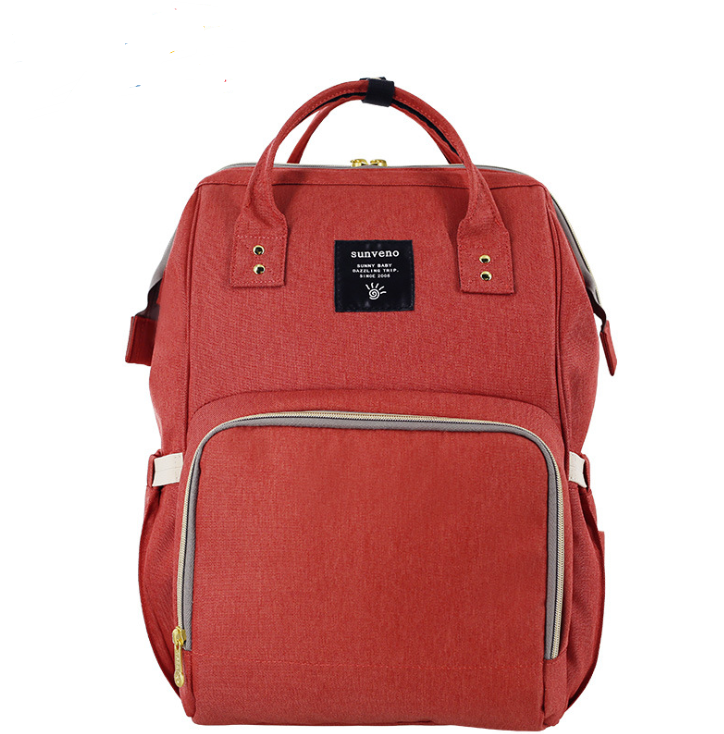 Color: Red - Baby Mummy Bag Multi-function Large-capacity Mummy bag Shoulder Mother Bag Out Backpack Fashion Maternal and Child Package