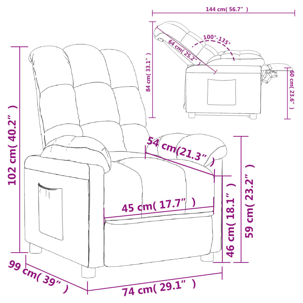 Recliner Cream Fabric