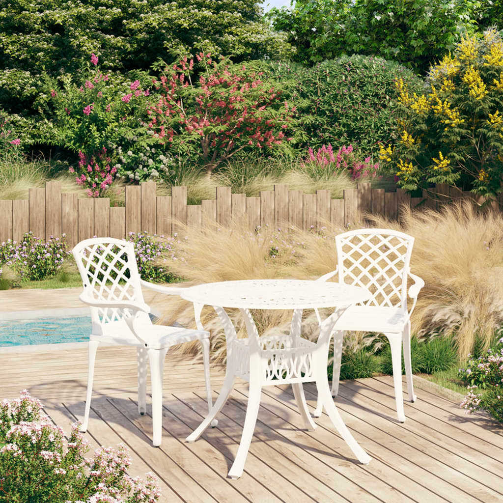 3 Piece Bistro Set Cast Aluminum White