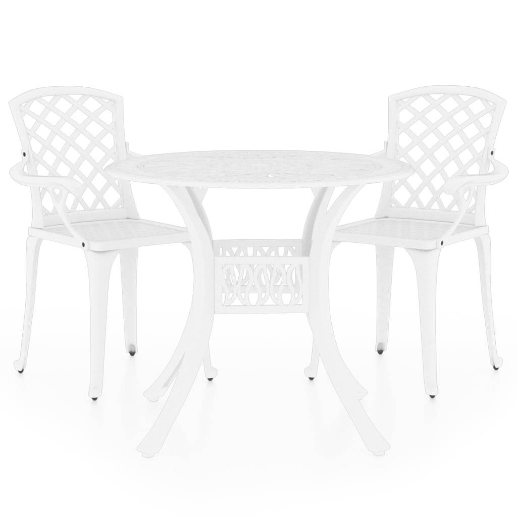 3 Piece Bistro Set Cast Aluminum White