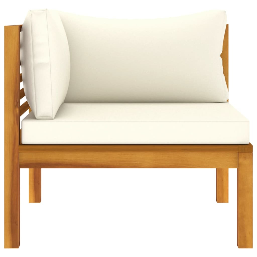 7 Piece Patio Lounge Set with Cream Cushion Solid Acacia Wood