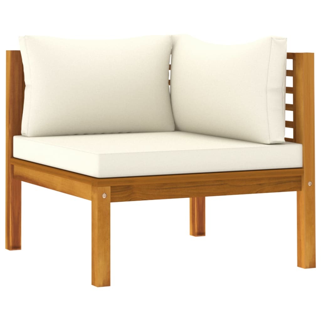 7 Piece Patio Lounge Set with Cream Cushion Solid Acacia Wood