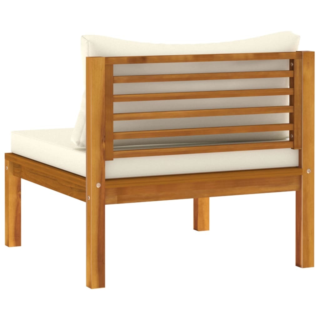 7 Piece Patio Lounge Set with Cream Cushion Solid Acacia Wood
