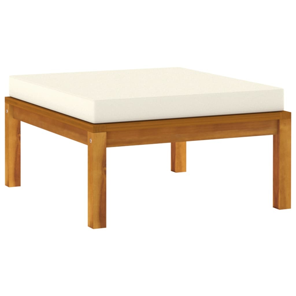 7 Piece Patio Lounge Set with Cream Cushion Solid Acacia Wood