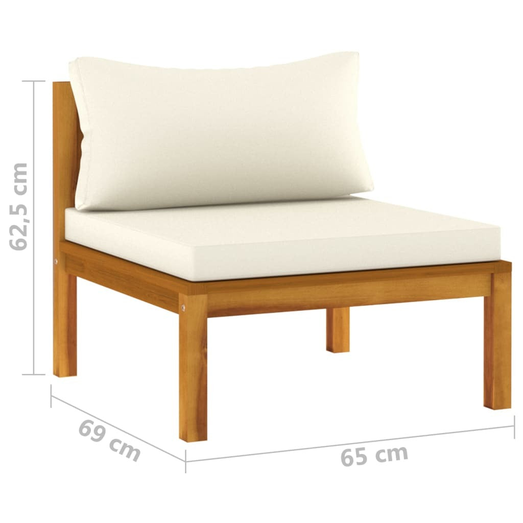 7 Piece Patio Lounge Set with Cream Cushion Solid Acacia Wood