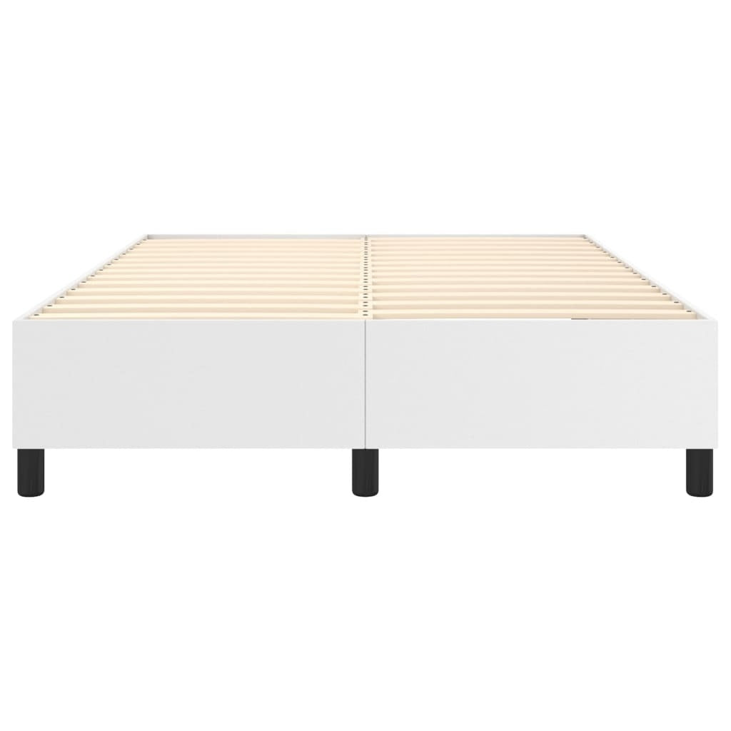 Box Spring Bed Frame White Full Faux Leather (US Only)