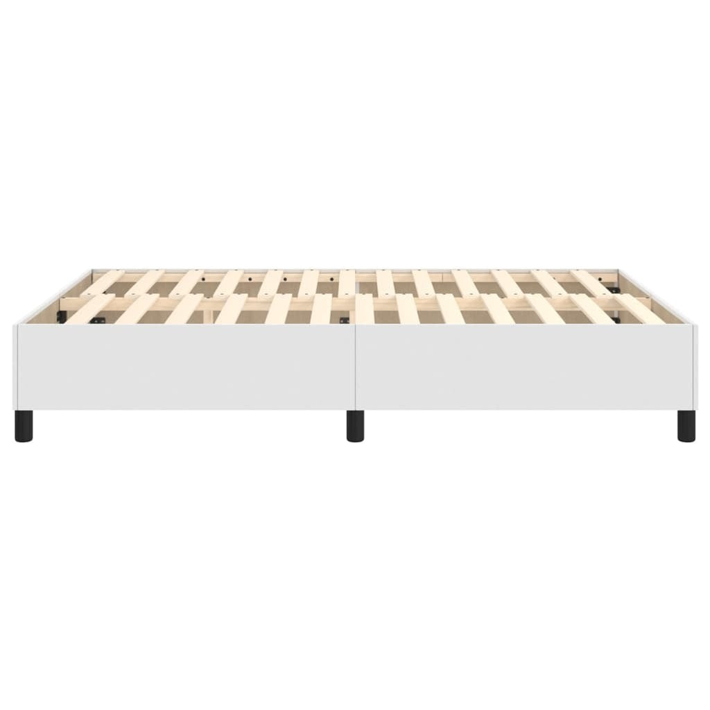 Box Spring Bed Frame White Full Faux Leather (US Only)