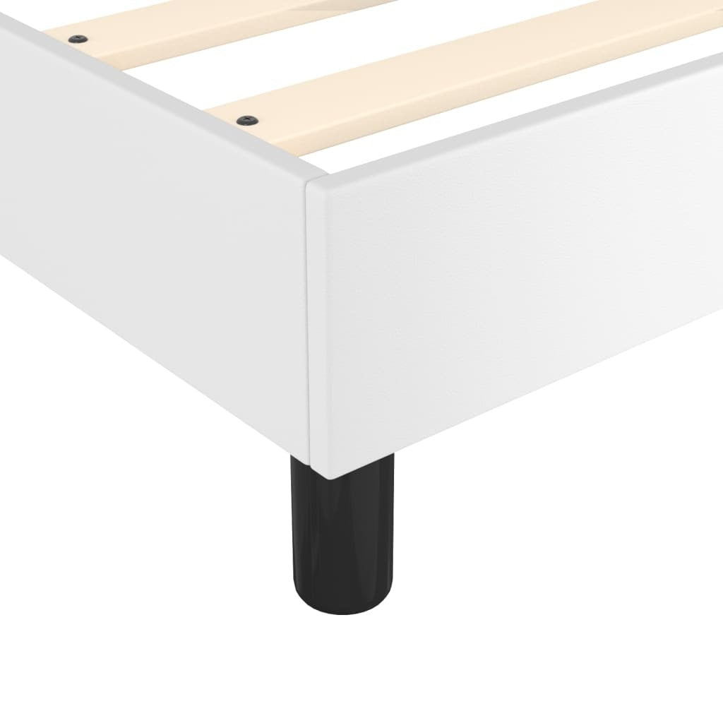 Box Spring Bed Frame White Full Faux Leather (US Only)