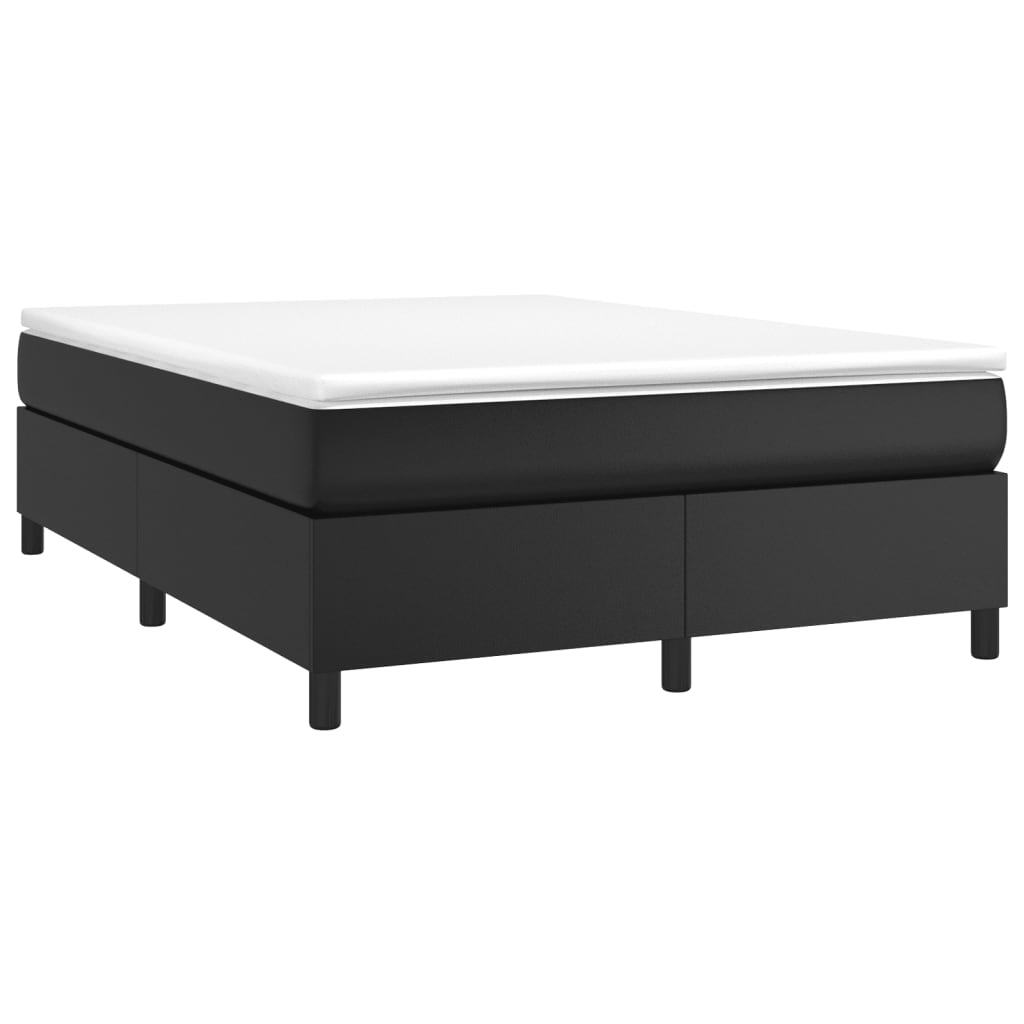 Box Spring Bed Frame Black Queen Faux Leather (US/AU Only)
