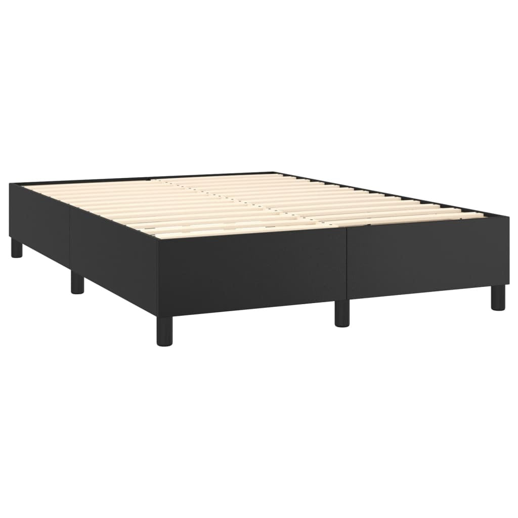 Box Spring Bed Frame Black Queen Faux Leather (US/AU Only)