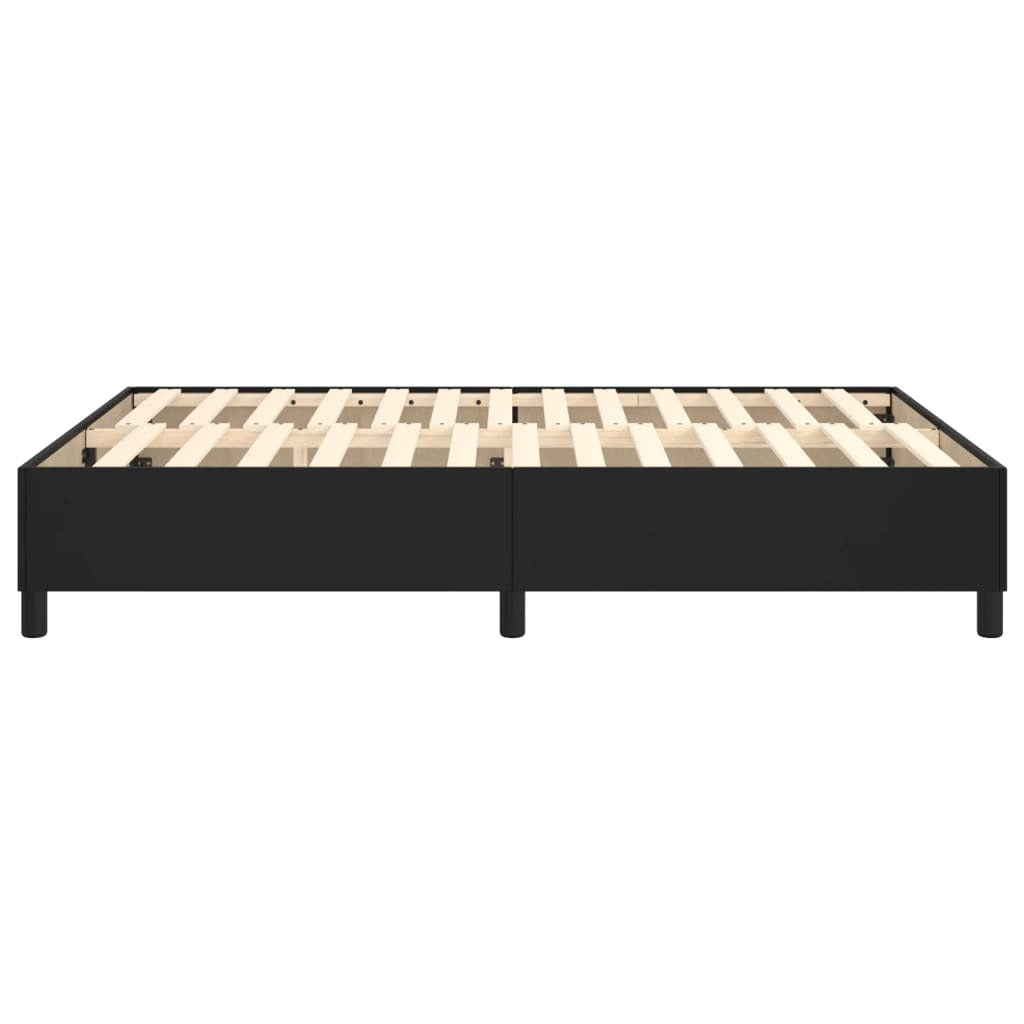 Box Spring Bed Frame Black Queen Faux Leather (US/AU Only)