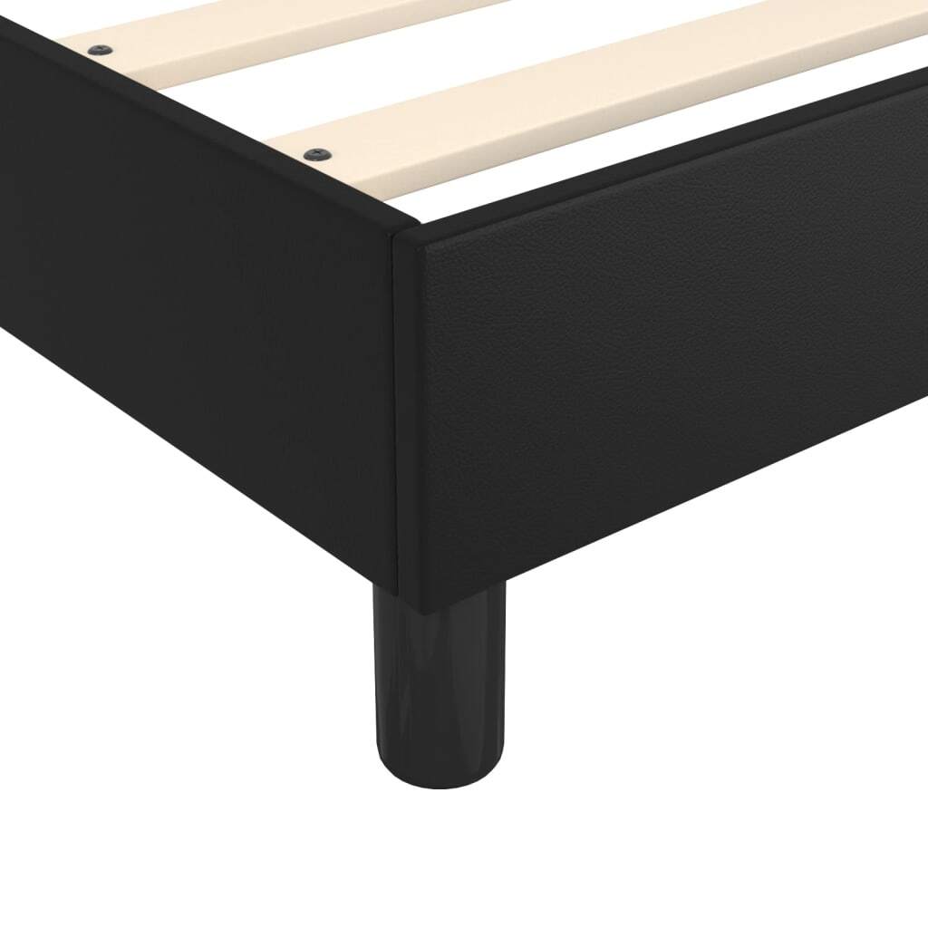 Box Spring Bed Frame Black Queen Faux Leather (US/AU Only)