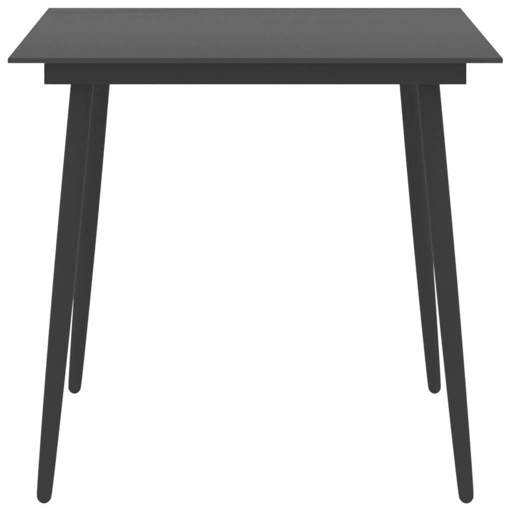 Patio Dining Table Black 31.5"x31.5"x29.1" Steel and Glass