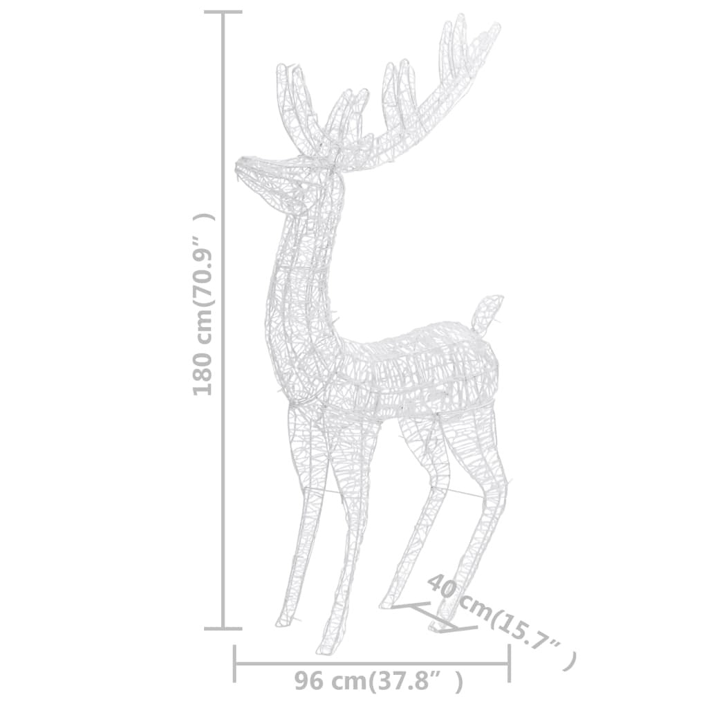 XXL Acrylic Christmas Reindeers 250 LED 2 pcs 70.9" Cold white