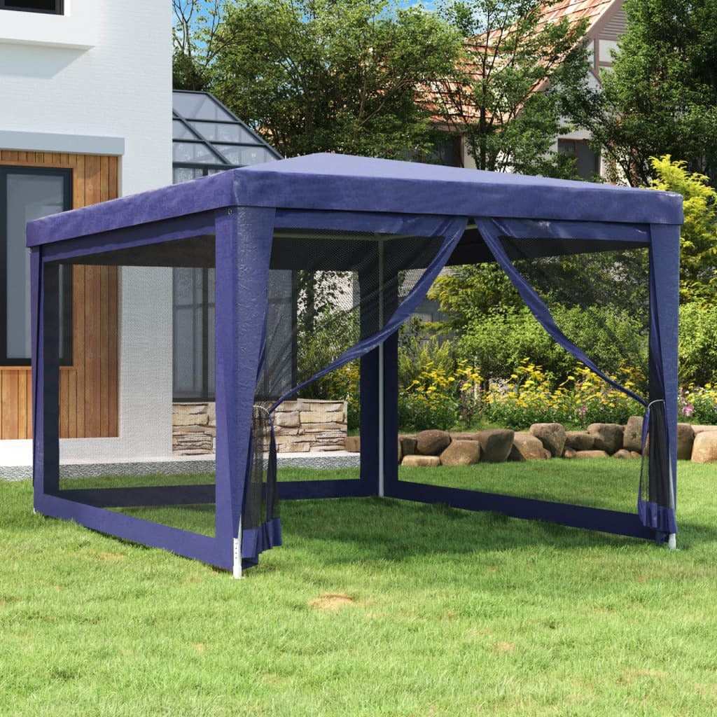 Party Tent with 4 Mesh Sidewalls Blue 9.8'x13.1'HDPE