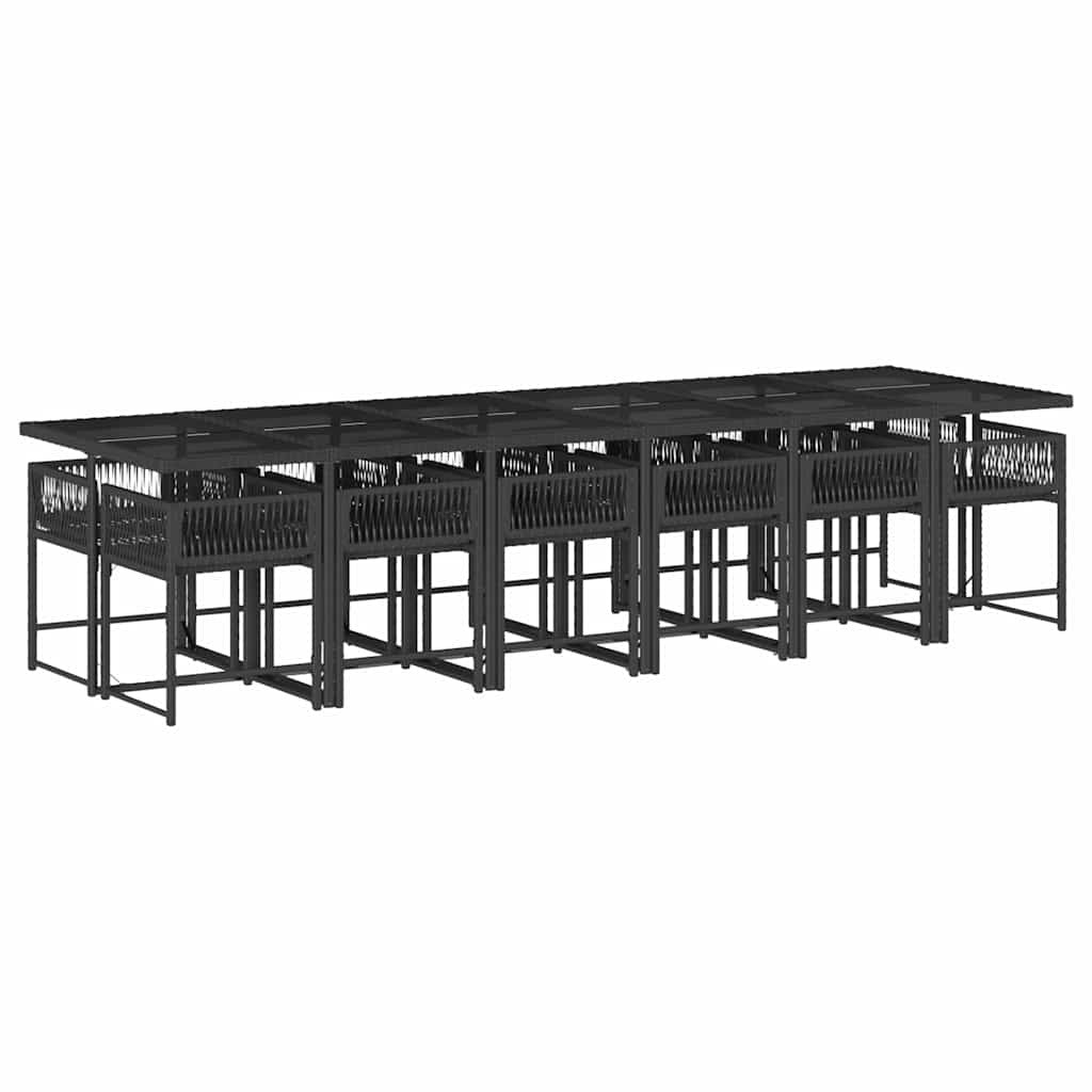 Garden Dining Set Black and Cream