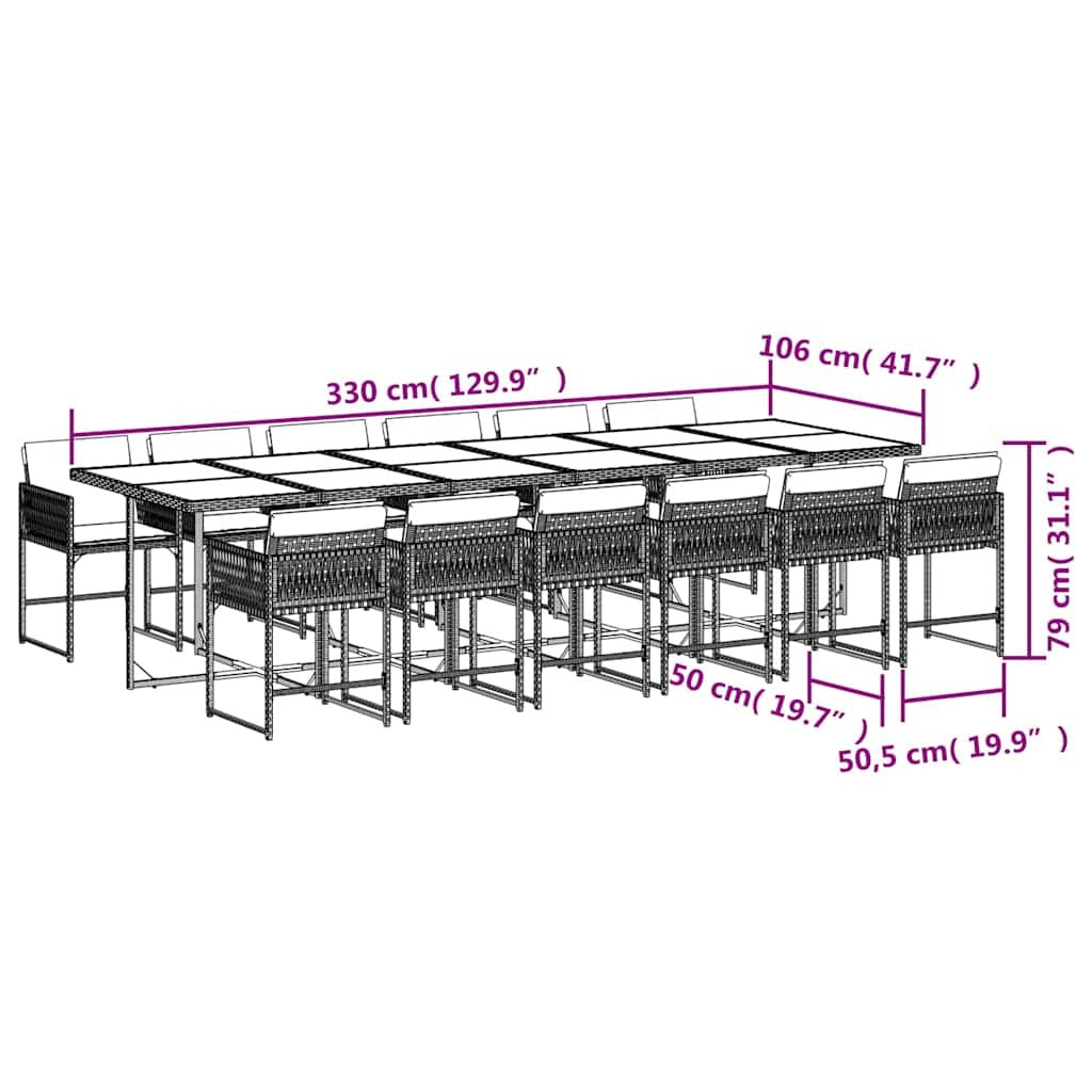 Garden Dining Set Black and Cream