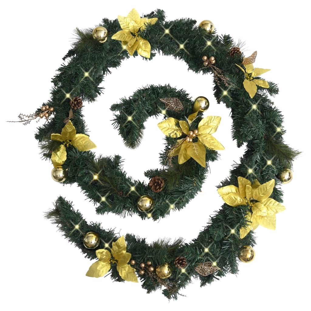 Christmas Garland with LED Lights Green 8.9'PVC