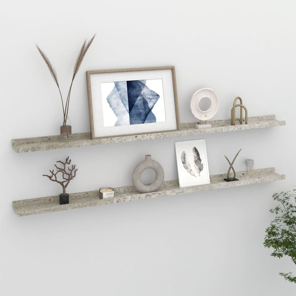 Wall Shelves 2 pcs Concrete Gray 45.3"x3.5"x1.2