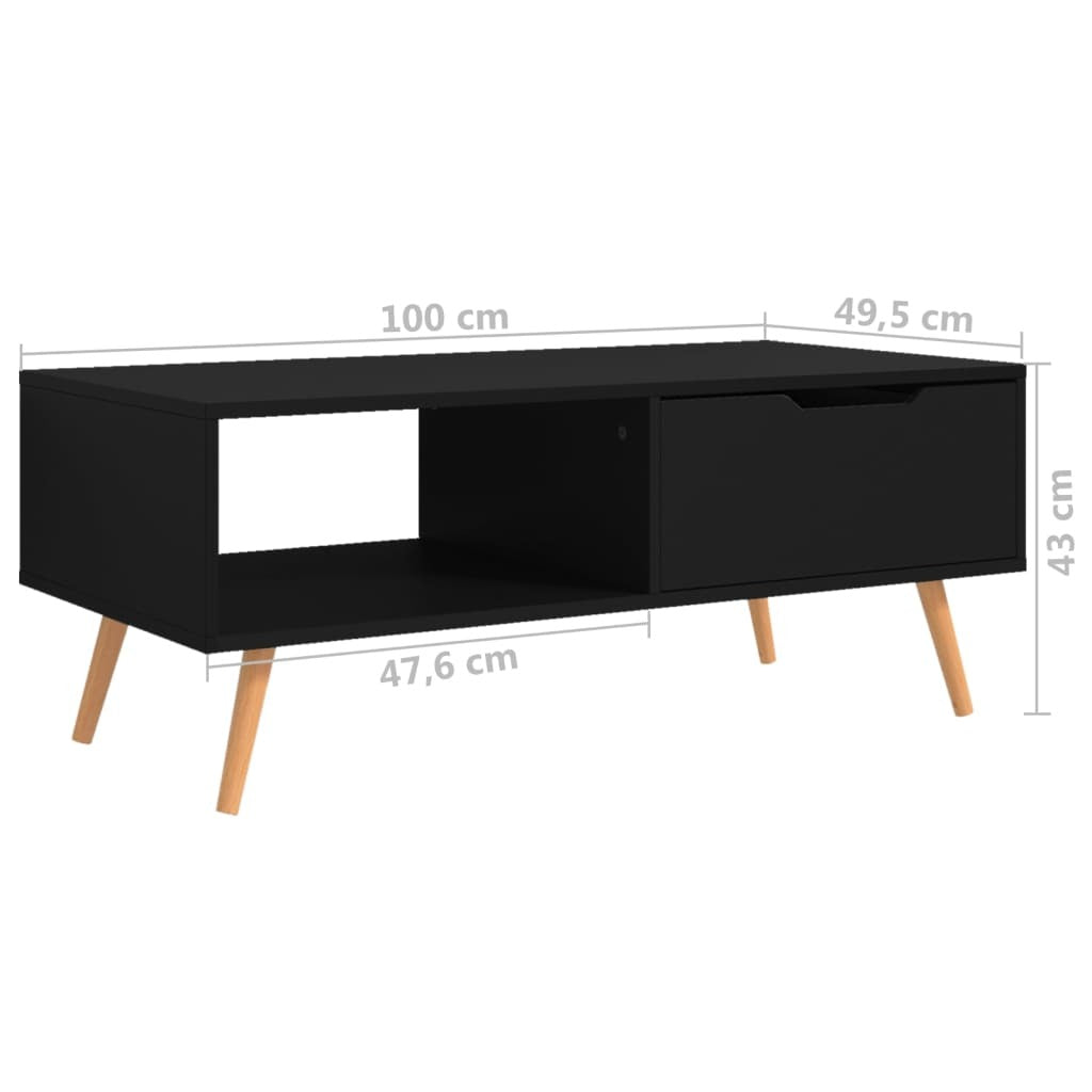 Coffee Table Black 39.4"x19.5"x16.9" Engineered Wood
