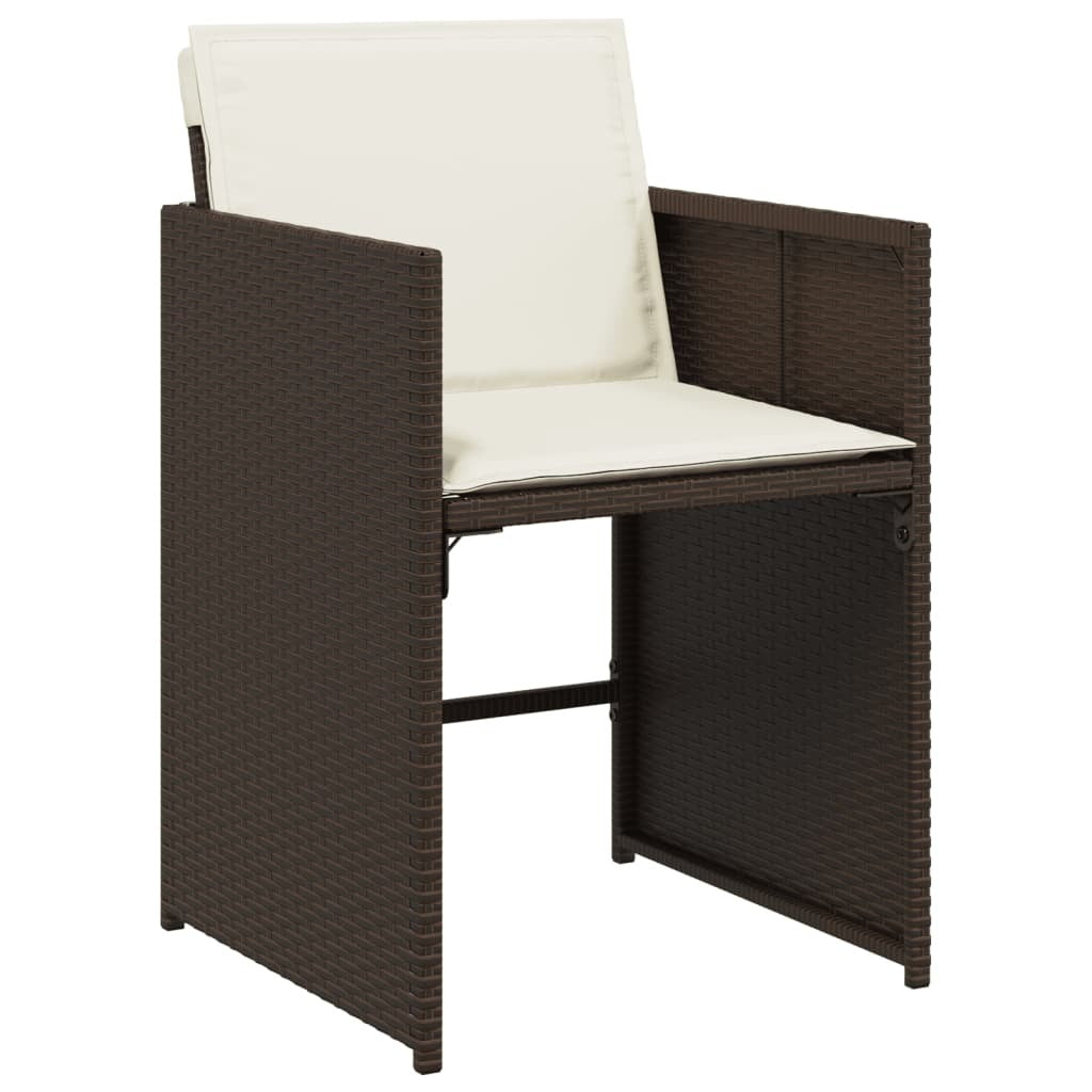 13 Piece Patio Dining Set with Cushions Brown Poly Rattan