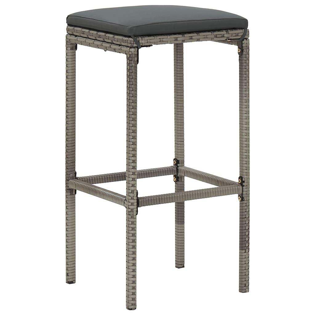 5 Piece Patio Bar Set Gray Solid Wood Acacia and Poly Rattan