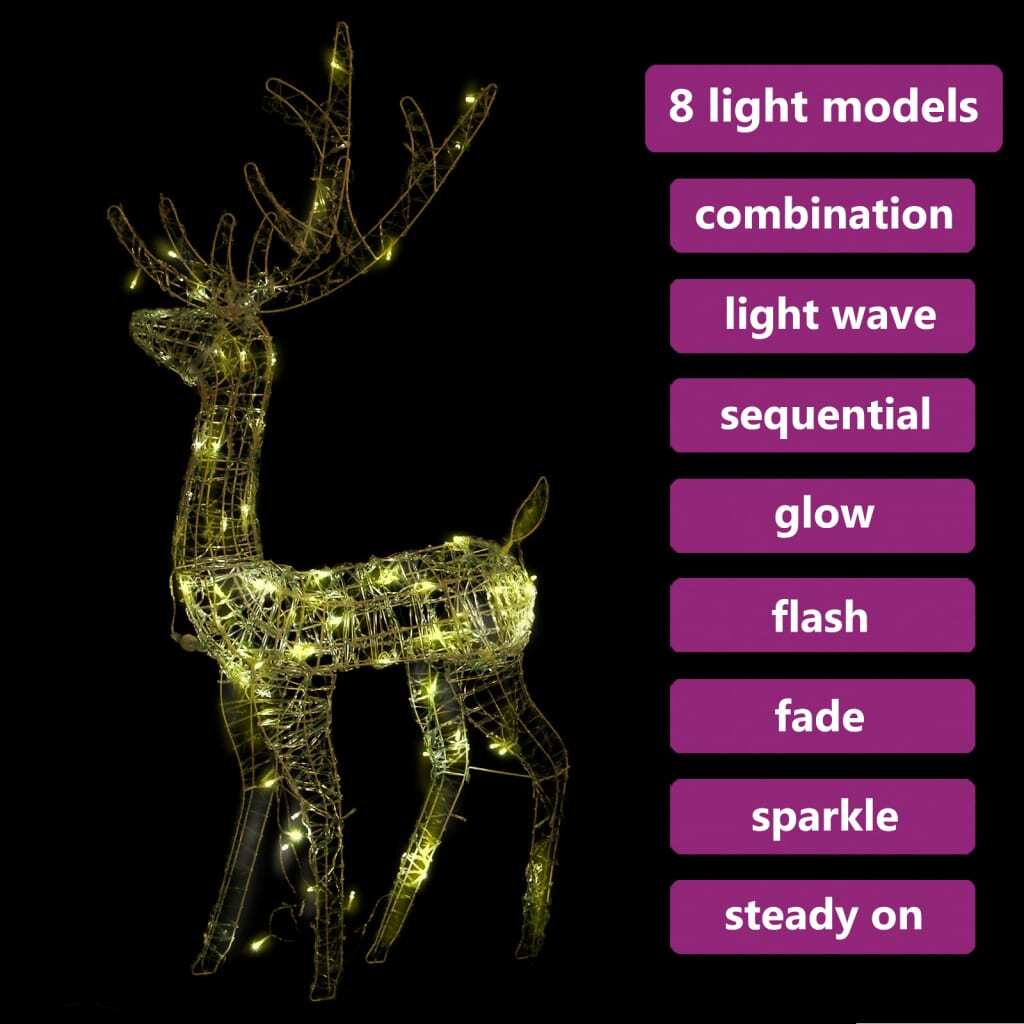 Acrylic Reindeer Christmas Decoration 140 LEDs 4 ft Warm White