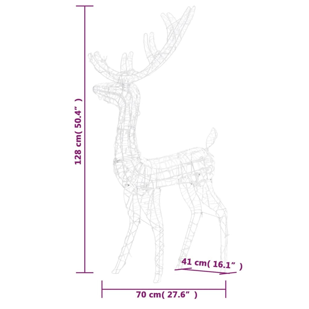 Acrylic Reindeer Christmas Decoration 140 LEDs 4 ft Warm White