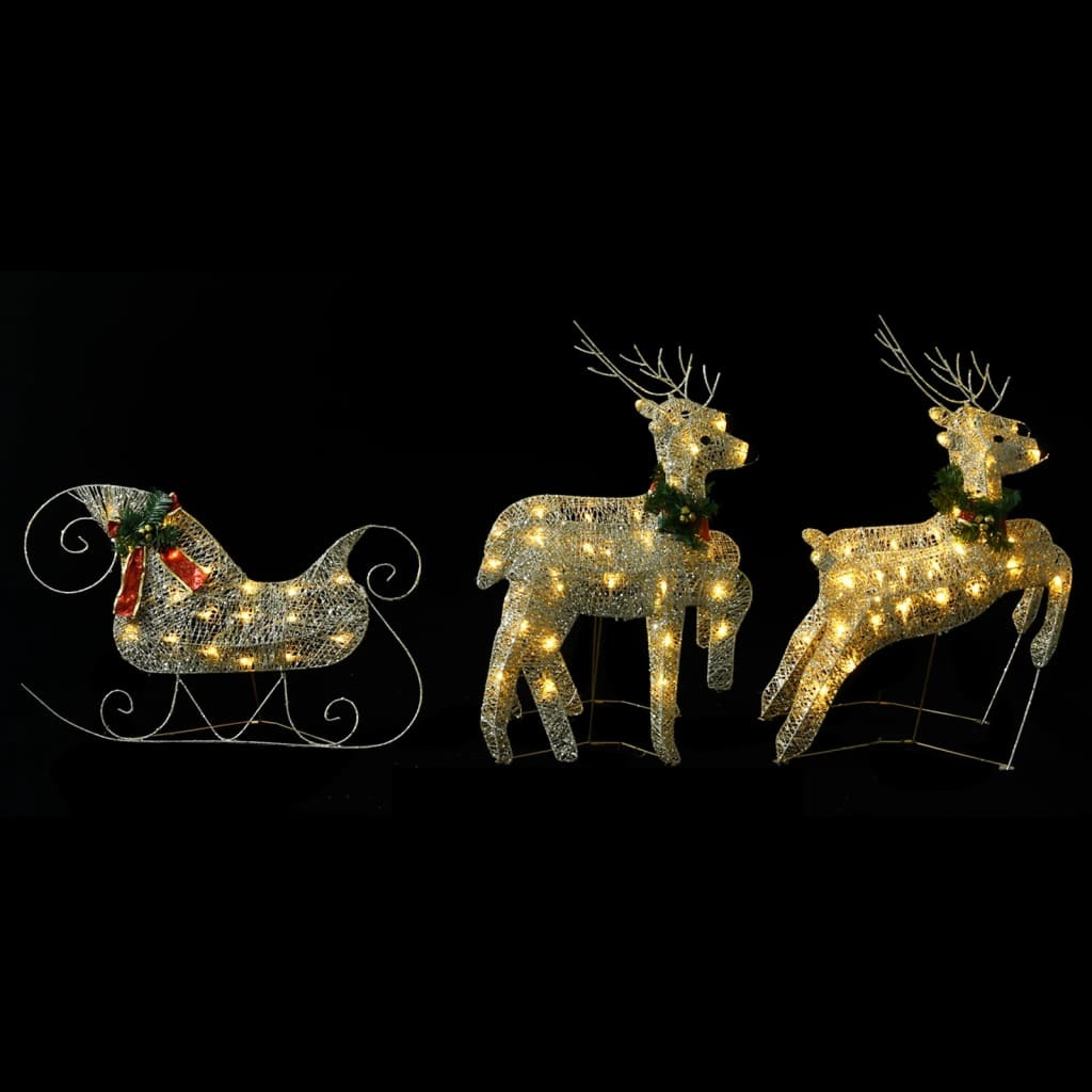 Reindeer & Sleigh Christmas Decoration 100 LEDs Outdoor Gold
