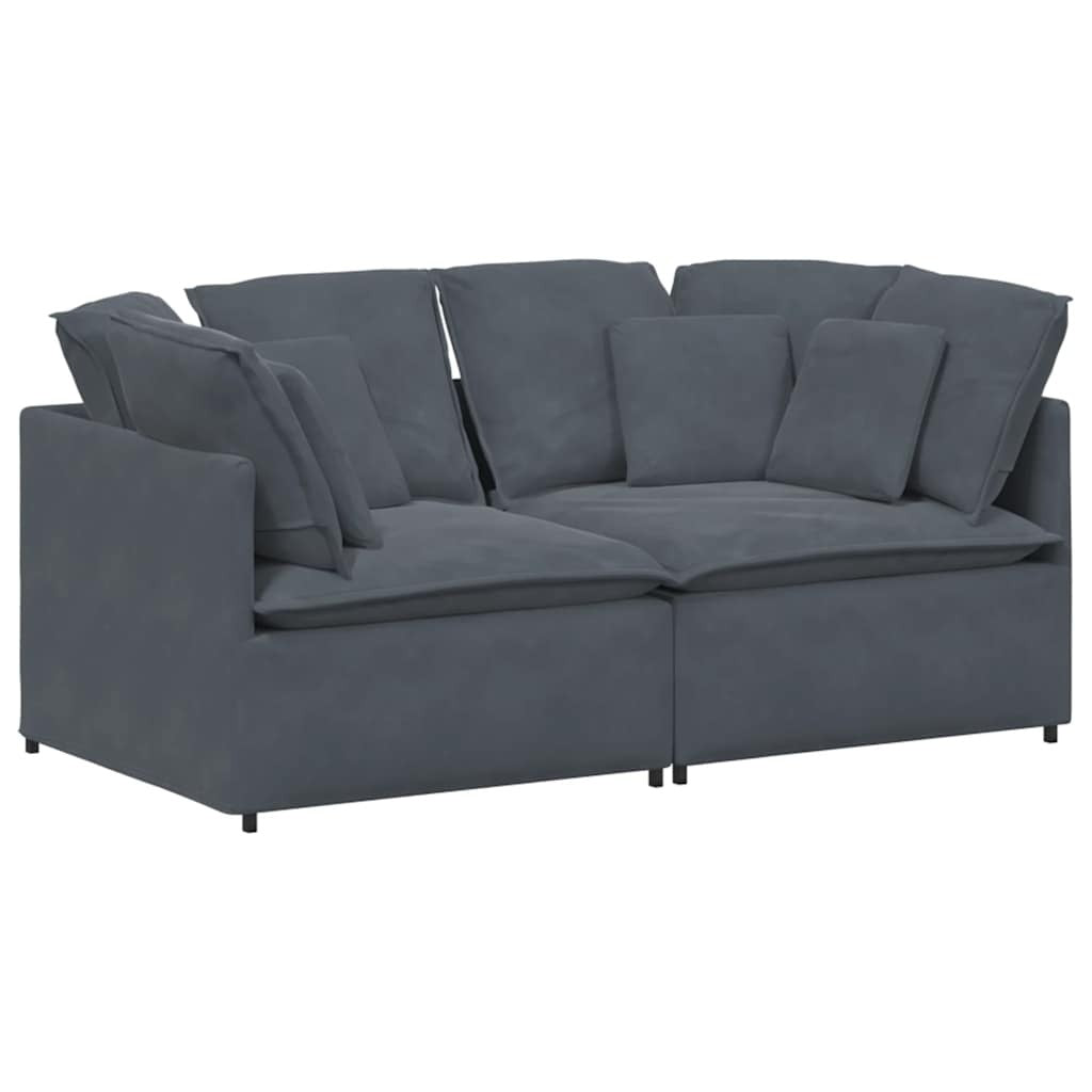 Modular Sofa with Cushions Velvet Dark Gray