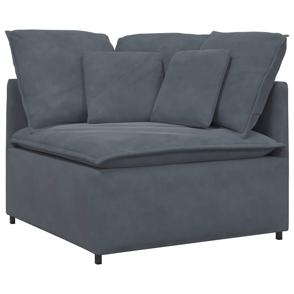 Modular Sofa with Cushions Velvet Dark Gray