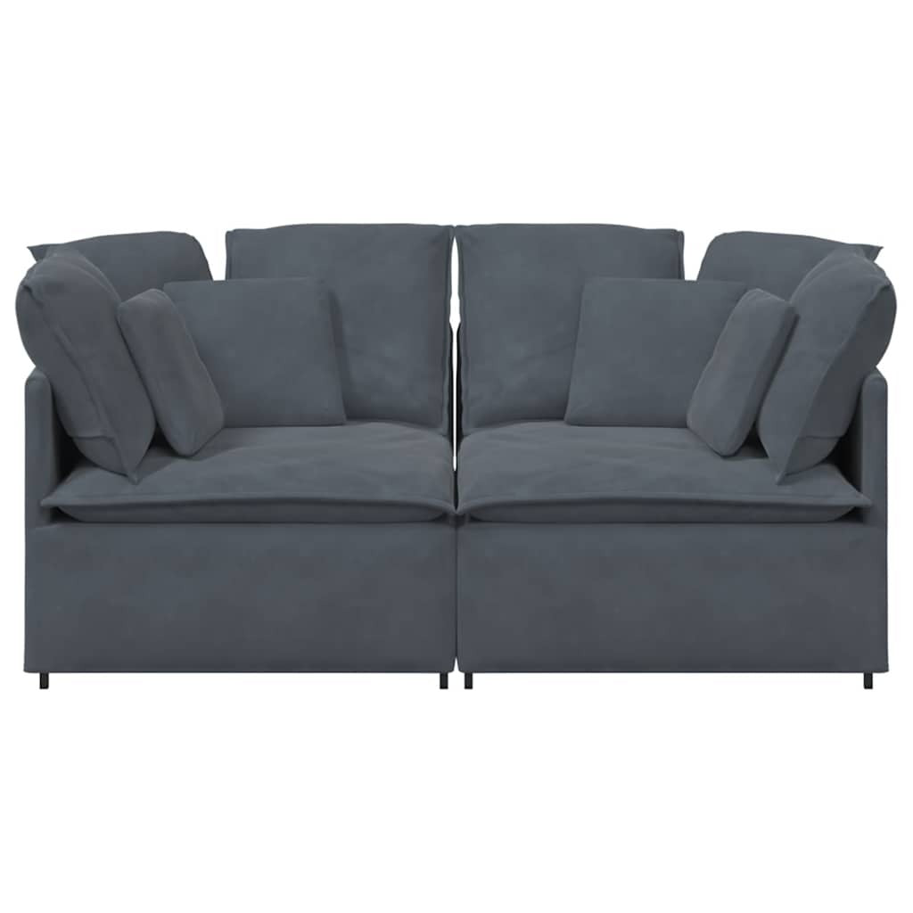 Modular Sofa with Cushions Velvet Dark Gray