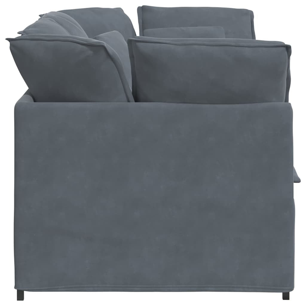 Modular Sofa with Cushions Velvet Dark Gray