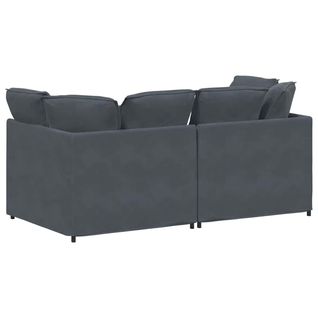 Modular Sofa with Cushions Velvet Dark Gray