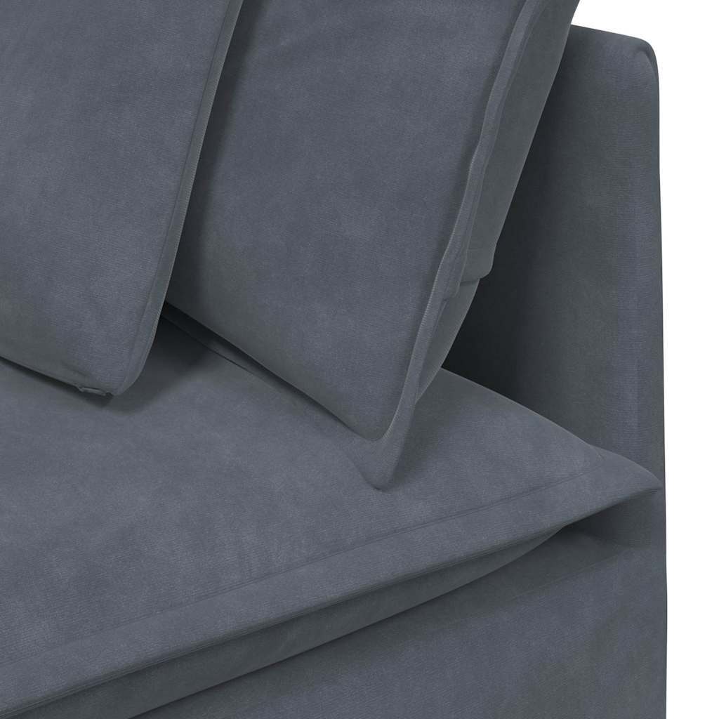 Modular Sofa with Cushions Velvet Dark Gray